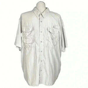 Eddie Bauer Sport Men 2XL Ripstop Fishing Shirt Pockets Short Sleeve Button Up